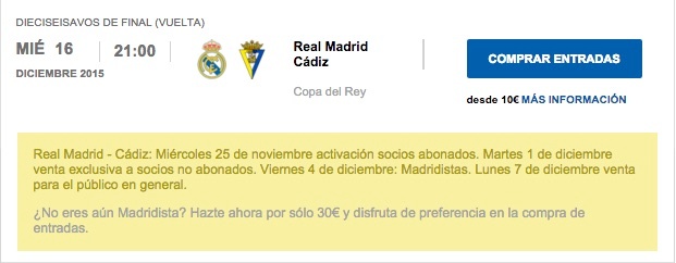 VENTA DE ENTRADAS PARA VER EL REAL MADRID venta de entradas para ver el real madrid: