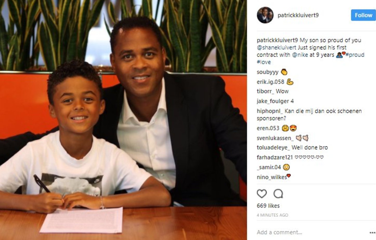 El insólito contrato que ha firmado el pequeño hijo de Kluivert