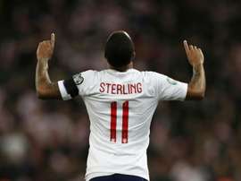 Sterling scored his first England hat-trick on Friday. AFP