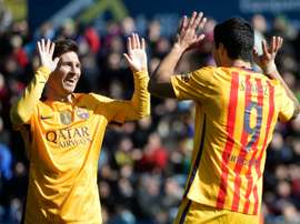Messi, en una imagen de archivo, dio su primer triplete de asistencias en 2014 ante el Levante. AFP