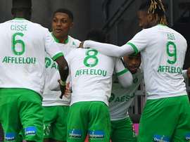 Les célébrations de Saint-Etienne après Rennes. afp