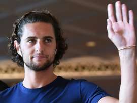 Le Français Adrien Rabiot alors joueur du PSG en séance d'entraînement à Shenzhen le 2 août 2018