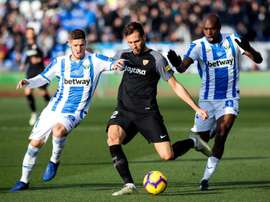 Nyom celebra la evolución del Leganés. EFE/Archivo