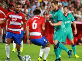 Germán, en el partido de la primera vuelta, fue expulsado en Barcelona. EFE