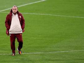 Fatih Terim évoque le PSG en conf. de presse d'avant-match. AFP