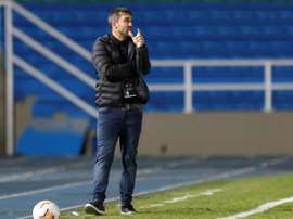 Coudet, feliz por la poca aparición ofensiva del Athletic. EFE/Ernesto Guzmán