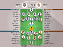 Onces del Tenerife-Almería. BeSoccer