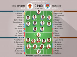 Onces del Zaragoza-Numancia. BeSoccer