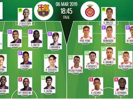Compos officielles Barcelone-Gérone, Supercoupe de Catalogne, Finale, 06/03/2019, BeSoccer