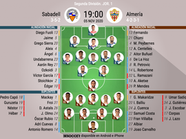 Onces del Sabadell-Almería. BeSoccer