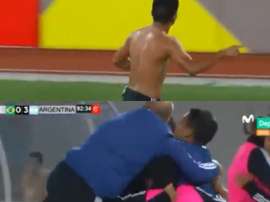 Amione obró el milagro anotando el 0-3 en el 93'. Captura/Movistar+