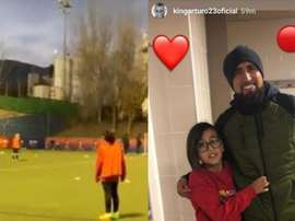 Arturo Vidal estuvo presente en el entrenamiento de su hijo. Instagram/kingarturo23oficial