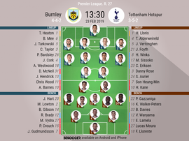 Burnley v Tottenham Hostspur, Premier League, GW 27: Official line-ups. BESOCCER