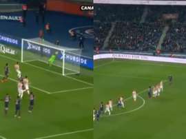 Cantada de Buffon y posterior golazo del argentino. Captura/Canal+