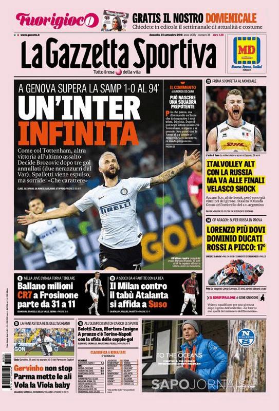 As Capas Da Imprensa Esportiva De 23 De Setembro De 2018