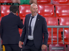 El grito de rabia de Zidane tras ganar al Granada. Captura/LaLiga