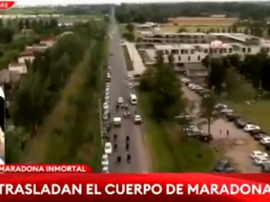 Así fue el traslado del cuerpo de Maradona. Captura/TN