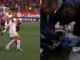Lainez se llevó la roja tras una peligrosa entrada al 'Chapo'. Captura/FOXSports