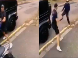 ¡Atacan a Ozil con un cuchillo y Kolasinac sale a defenderlo!. Captura/Smhjaames