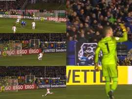 No son repeticiones: ¡paró cinco penaltis en el mismo partido! Twitter/DFBPokal