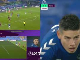 James hizo un regate imposible sobre la línea, marcó... y el VAR apareció. Captura/DAZN
