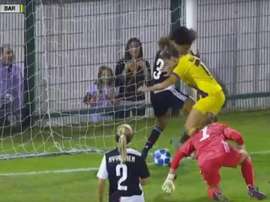 Alexia marcó el primer gol del Barça Femenino en la Champions 2019-20. Captura/BarçaTV