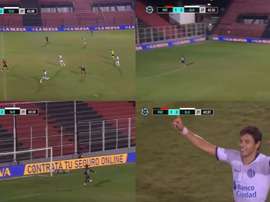 El envidiable golazo de Óscar Romero desde medio campo. Captura/TNTSports