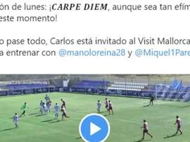 El Mallorca felicitó al portero del Vinaròs, con ofertas para ser delantero. Twitter/RCD_Mallorca