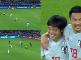 Nakajima, VAR mediante, adelantó a Japón. Captura/DAZN