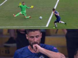 Giroud bajó de las nubes al campeón de Europa para reinvindicarse. Captura/Movistar+