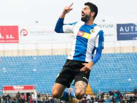 Carlitos firmó un doblete en la victoria ante el Ebro. Twitter/CFHércules