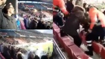 Una mujer, herida por los petardos lanzados por la hinchada rival