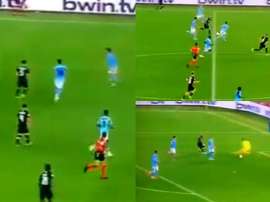 La carrera de 90 metros de Theo que casi acabó en gol. Captura