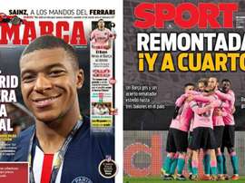 Capas dos jornais espanhóis Sport e Marca.