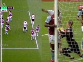 Le but improbable refusé par la VAR et la Goal Line Technology. AFP