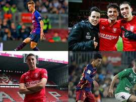 Los cuatro talentos de La Masia que ahora coinciden en el Twente. Montaje/EFE/Twente/Barcelona