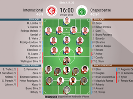 Inter e Chapecoense se enfrentam no estádio Beira-Rio pela 20ª rodada do Brasileirão. BeSoccer