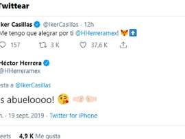 Gran relación entre Casillas y Héctor Herrera. Twitter