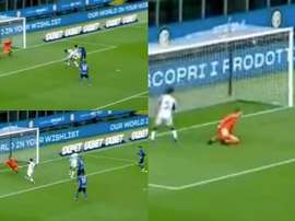 Kouamé abrió la lata contra el Inter. Capturas/MovistarLigadeCampeones