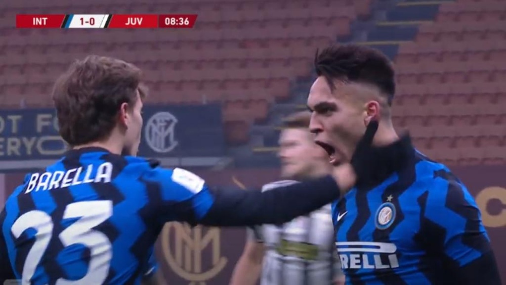 Lautaro porta in vantaggio l'Inter. DAZN