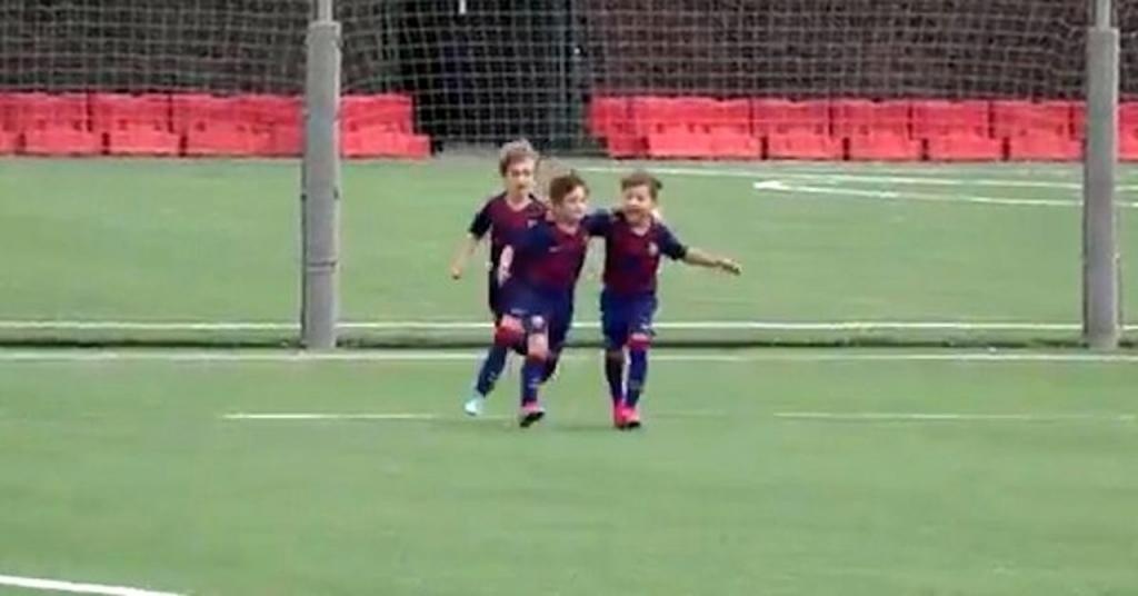 Football In His Veins Thiago Messi Scores For Barcelona