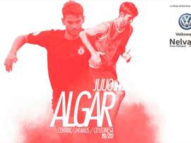 El de Julio Algar es un fichaje que algunos temían en el Murcia. Twitter/realmurciacfsad