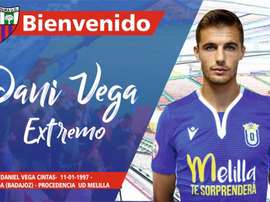 Dani Vega, nuevo jugador del Extremadura. Twitter/EXT_UD