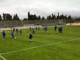 El Zaragoza empezó a preparar el partido de Copa. Captura/RealZaragoza
