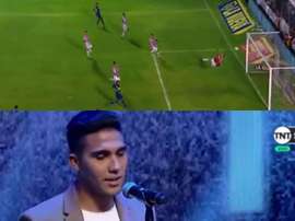 Reynoso se llevó el premio al mejor gol de la Superliga. Captura/TNTSports
