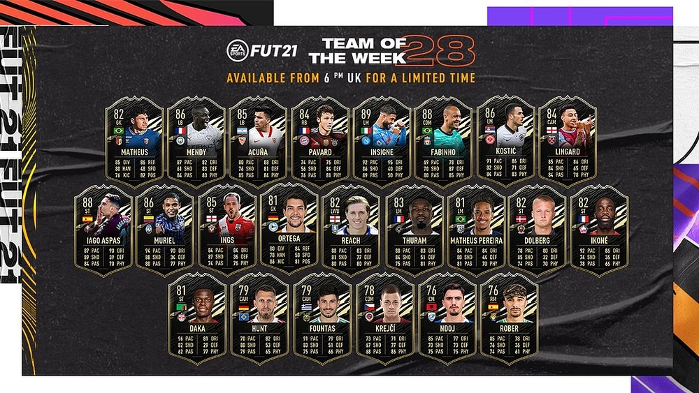Imagen del equipo del TOTW 28. Twitter/EASPORTSFIFA