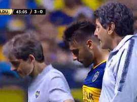 Salvio se marchó lesionado a cuatro días del 'Superclásico'. Captura/DAZN