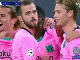 Dembélé y la fortuna adelantaron al Barça en Turín. Captura/MovistarLigadeCampeones