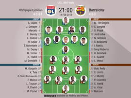 Lyon v Barcelona, Champions League, last-16 - Official line-ups. BESOCCER