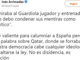 Arrimadas criticó la doble cara del Guardiola político. Twitter/InésArrimadas